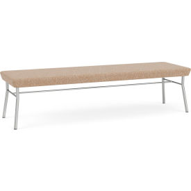 Lesro Chat 3 Seat Rectangular Reception Bench Silver Frame Connelly Wren Fabric CX3001.SSV-01COWN