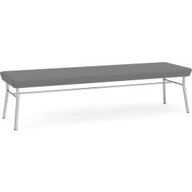 Lesro Chat 3 Seat Rectangular Reception Bench Silver Frame Open House Asteroid Fabric CX3001.SSV-01OHAS