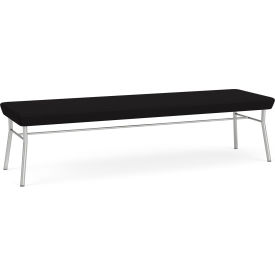 Lesro Chat 3 Seat Rectangular Reception Bench Silver Frame Open House Black Fabric CX3001.SSV-01OHBK