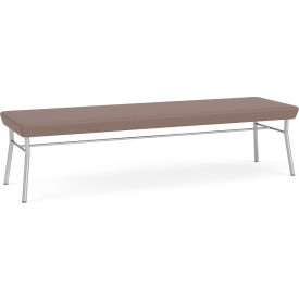 Lesro Chat 3 Seat Rectangular Reception Bench Silver Frame Open House Goose Fabric CX3001.SSV-01OHGS