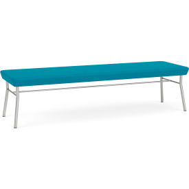 Lesro Chat 3 Seat Rectangular Reception Bench Silver Frame Open House Waterfall Fabric CX3001.SSV-01OHWF