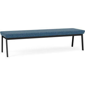 Lesro Newport 3 Seat Rectangular Reception Bench Black Frame Connelly Blue Jay Fabric NP3001.SBK-01COBJ