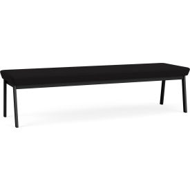 Lesro Newport 3 Seat Rectangular Reception Bench Black Frame Open House Black Fabric NP3001.SBK-01OHBK