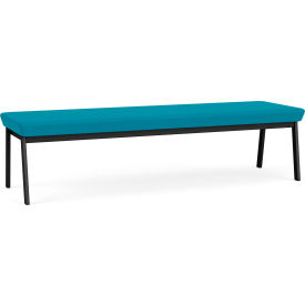 Lesro Newport 3 Seat Rectangular Reception Bench Black Frame Open House Waterfall Fabric NP3001.SBK-01OHWF