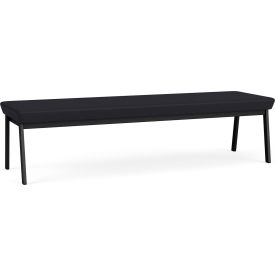 Lesro Newport 3 Seat Rectangular Reception Bench Black Frame Patriot Plus Black Vinyl NP3001.SBK-01PPBK