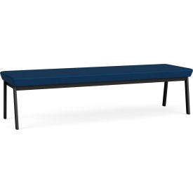 Lesro Newport 3 Seat Rectangular Reception Bench Black Frame Patriot Plus Imperial Blue Vinyl NP3001.SBK-01PPIB