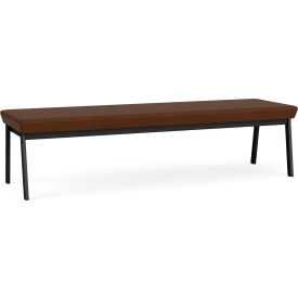 Lesro Newport 3 Seat Rectangular Reception Bench Black Frame Patriot Plus Mocha Vinyl NP3001.SBK-01PPMO