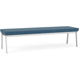Lesro Newport 3 Seat Rectangular Reception Bench Silver Frame Connelly Blue Jay Fabric NP3001.SSV-01COBJ