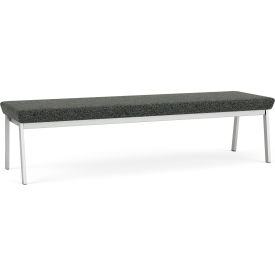 Lesro Newport 3 Seat Rectangular Reception Bench Silver Frame Connelly Crow Fabric NP3001.SSV-01COCR