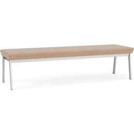 Lesro Newport 3 Seat Rectangular Reception Bench Silver Frame Connelly Wren Fabric NP3001.SSV-01COWN