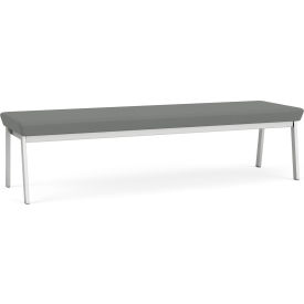 Lesro Newport 3 Seat Rectangular Reception Bench Silver Frame Open House Asteroid Fabric NP3001.SSV-01OHAS