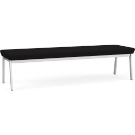 Lesro Newport 3 Seat Rectangular Reception Bench Silver Frame Open House Black Fabric NP3001.SSV-01OHBK