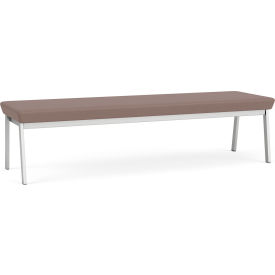 Lesro Newport 3 Seat Rectangular Reception Bench Silver Frame Open House Goose Fabric NP3001.SSV-01OHGS