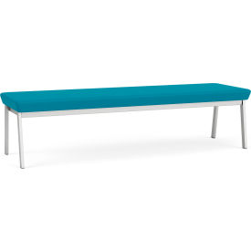Lesro Newport 3 Seat Rectangular Reception Bench Silver Frame Open House Waterfall Fabric NP3001.SSV-01OHWF