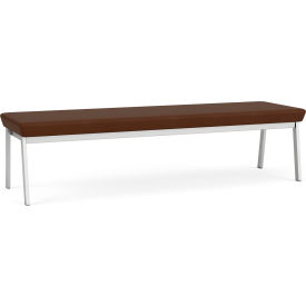 Lesro Newport 3 Seat Rectangular Reception Bench Silver Frame Patriot Plus Mocha Vinyl NP3001.SSV-01PPMO