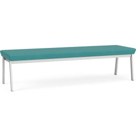 Lesro Newport 3 Seat Rectangular Reception Bench Silver Frame Patriot Plus Sea Vinyl NP3001.SSV-01PPSE