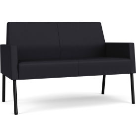 Lesro Mystic Lounge Reception Loveseat Black Frame Patriot Plus Black Vinyl ML1501.SBK-01PPBK