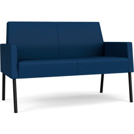 Lesro Mystic Lounge Reception Loveseat Black Frame Patriot Plus Imperial Blue Vinyl ML1501.SBK-01PPIB