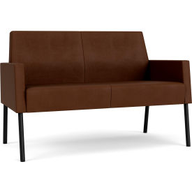 Lesro Mystic Lounge Reception Loveseat Black Frame Patriot Plus Mocha Vinyl ML1501.SBK-01PPMO