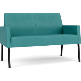 Lesro Mystic Lounge Reception Loveseat Black Frame Patriot Plus Sea Vinyl ML1501.SBK-01PPSE