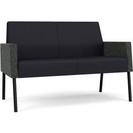 Lesro Mystic Lounge Reception Loveseat Black Frame Patriot Plus Black Vinyl Back & Seat ML1501.SBK-02PPBK.03PPBK.04COCR