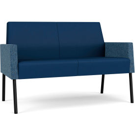 Lesro Mystic Lounge Reception Loveseat Black Frame Patriot Plus Imperial Blue Vinyl Back & Seat ML1501.SBK-02PPMIB.03PPIB.04COBJ