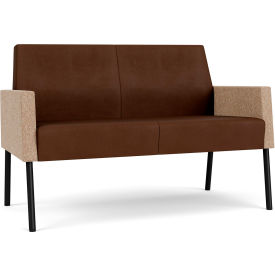 Lesro Mystic Lounge Reception Loveseat Black Frame Patriot Plus Mocha Vinyl Back & Seat ML1501.SBK-02PPMO.03PPMO.04COWN