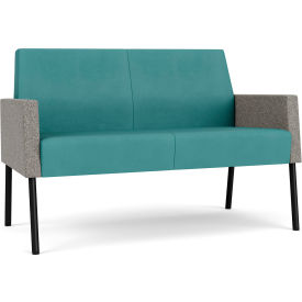 Lesro Mystic Lounge Reception Loveseat Black Frame Patriot Plus Sea Vinyl Back & Seat ML1501.SBK-02PPSE.03PPSE.04CODO
