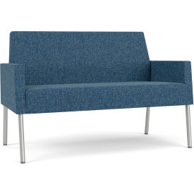 Lesro Mystic Lounge Reception Loveseat Silver Frame Connelly Blue Jay Fabric ML1501.SSV-01COBJ