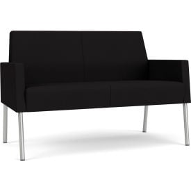 Lesro Mystic Lounge Reception Loveseat Silver Frame Open House Black Fabric ML1501.SSV-01OHBK