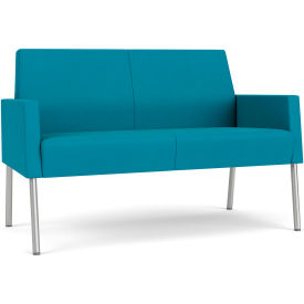Lesro Mystic Lounge Reception Loveseat Silver Frame Open House Waterfall Fabric ML1501.SSV-01OHWF