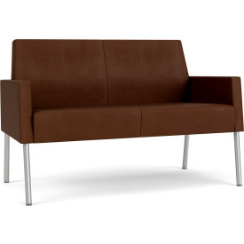 Lesro Mystic Lounge Reception Loveseat Silver Frame Patriot Plus Mocha Vinyl ML1501.SSV-01PPMO