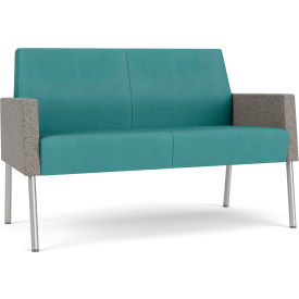 Lesro Mystic Lounge Reception Loveseat Silver Frame Patriot Plus Sea Vinyl Back & Seat ML1501.SSV-02PPSE.03PPSE.04CODO