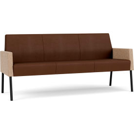 Lesro Mystic Lounge Reception Sofa Black Frame Patriot Plus Mocha Vinyl Back & Seat ML1601.SBK-02PPMO.03PPMO.04COWN