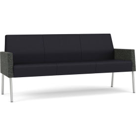 Lesro Mystic Lounge Reception Sofa Silver Frame Patriot Plus Black Vinyl Back & Seat ML1601.SSV-02PPBK.03PPBK.04COCR