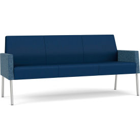 Lesro Mystic Lounge Reception Sofa Silver Frame Patriot Plus Imperial Blue Vinyl Back & Seat ML1601.SSV-02PPMIB.03PPIB.04COBJ