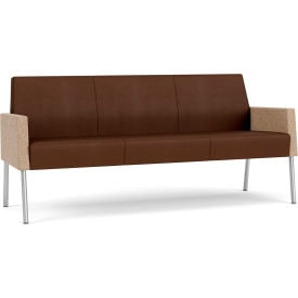 Lesro Mystic Lounge Reception Sofa Silver Frame Patriot Plus Mocha Vinyl Back & Seat ML1601.SSV-02PPMO.03PPMO.04COWN