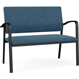 Lesro Newport Reception Loveseat Black Frame Connelly Blue Jay Fabric NP1501.SBK-01COBJ