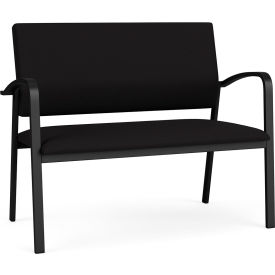 Lesro Newport Reception Loveseat Black Frame Open House Black Fabric NP1501.SBK-01OHBK