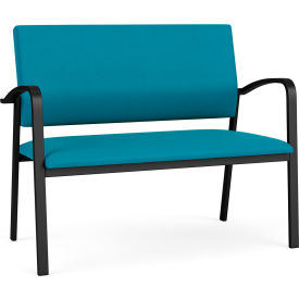 Lesro Newport Reception Loveseat Black Frame Open House Waterfall Fabric NP1501.SBK-01OHWF
