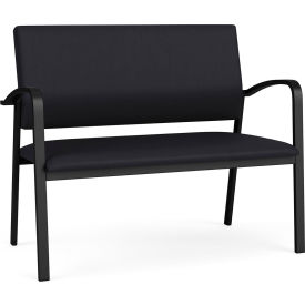 Lesro Newport Reception Loveseat Black Frame Patriot Plus Black Vinyl NP1501.SBK-01PPBK