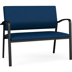 Lesro Newport Reception Loveseat Black Frame Patriot Plus Imperial Blue Vinyl NP1501.SBK-01PPIB