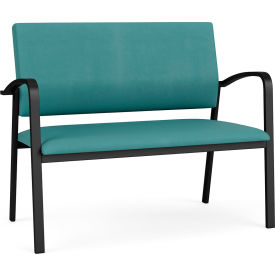 Lesro Newport Reception Loveseat Black Frame Patriot Plus Sea Vinyl NP1501.SBK-01PPSE