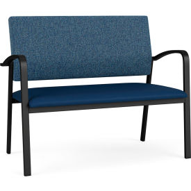 Lesro Newport Loveseat Black Frame Connelly Blue Jay Back Patriot Plus Imperial Blue Vinyl Seat NP1501.SBK-02COBJ.03PPIB