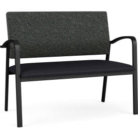 Lesro Newport Loveseat Black Frame Connelly Crow Fabric Back Patriot Plus Black Vinyl Seat NP1501.SBK-02COCR.03PPBK