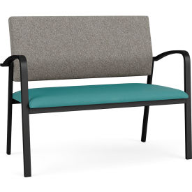 Lesro Newport Reception Loveseat Black Frame Connelly Dove Back Patriot Plus Sea Vinyl Seat NP1501.SBK-02CODO.03PPSE