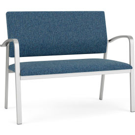 Lesro Newport Reception Loveseat Silver Frame Connelly Blue Jay Fabric NP1501.SSV-01COBJ