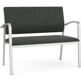 Lesro Newport Reception Loveseat Silver Frame Connelly Crow Fabric NP1501.SSV-01COCR