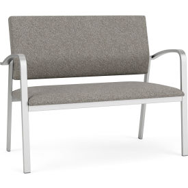 Lesro Newport Reception Loveseat Silver Frame Connelly Dove Fabric NP1501.SSV-01CODO