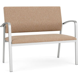 Lesro Newport Reception Loveseat Silver Frame Connelly Wren Fabric NP1501.SSV-01COWN